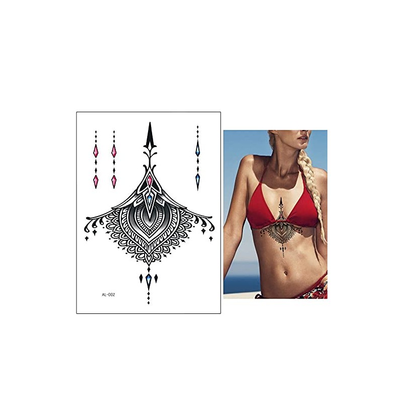 6 Sheets Underboob Tattoos Breast Tattoos Flowers Tattoo Set Zoe