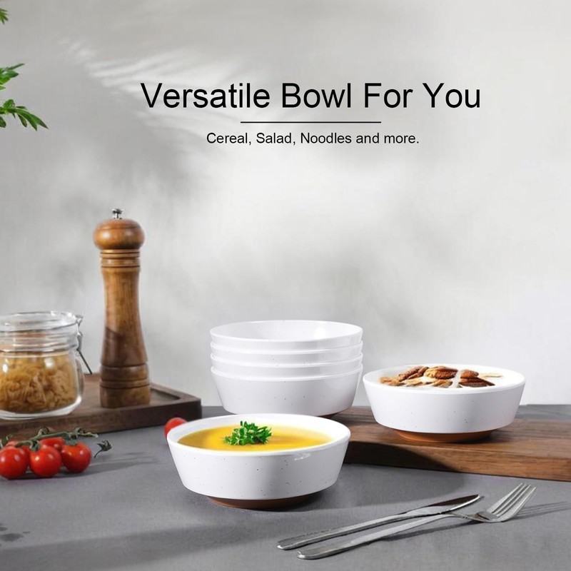 Webbylee 6-inch Melamine Bowls set of 6-20-ounce Dinnerware Cereal Bowls