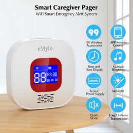 eMylo Seniors Emergency Call, Home Emergency Call, Emergency Button for Seniors, WiFi Seniors, Emergency Call Receiver x 1 + Call Button x 6, Compatible with Tuya Smart/Smart Life/Alexa (Supports