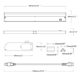 LAMPAOUS Smart Under Cabinet Lighting Hardwired, Warm White to Daylight White Adjustable, Dimmable and Linkable, Alexa Google Compatible Wired Undercounter Lights with Remote 24Inch