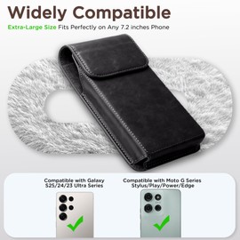INGIDO Funda de Piel de Primera Calidad con Clip para cinturón, Compatible con Galaxy S24 Ultra S23 Ultra S22 Ultra 5G Note 20 Ultra 5G Note 10+ Plus 5G, Negro -XL