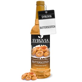 Syruvia Butterscotch Syrup 25.4 fl oz, Kosher, Perfect for Coffee & More
