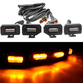 4pcs LED Grill Lights for Tacoma 2020 2021 2022 2023 OEM Grille, Including TRD Off Road and Sport Models Raptor Style LED Light (Amber light with black housing)