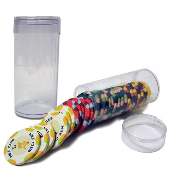 Brybelly Lot of 10 Clear Plastic Poker Chip Tubes - Each Holds 25 Standard Poker Chips