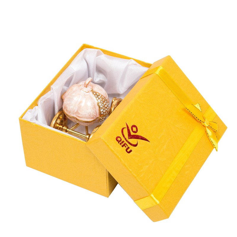 QIFU Hand Painted Pearl White Cinderella Pumpkin Carriage Trinket Box