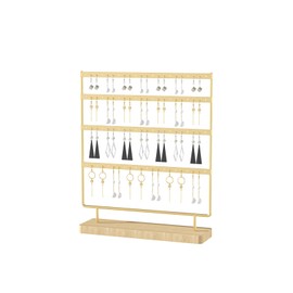Ausalivan Earring Holder Organizer,Pierced Large Earrings Display Stand For Selling,Small Stud Earring Organizer Rack,Hoop Earring Storage Hanger Tree (Golden, 4 tier)