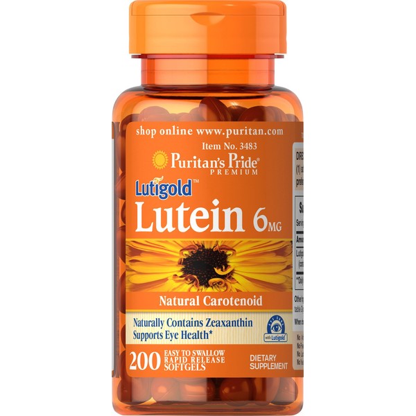 Puritan's Pride Lutein 6 Mg with Zeaxanthin Supports Eye Health,