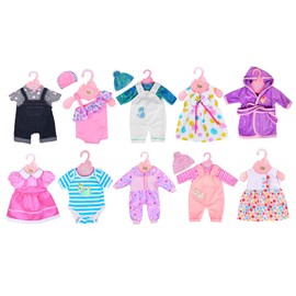 Ebuddy, doll clothes including a dress, outfit, romper and hat, for 43 cm newborn baby dolls