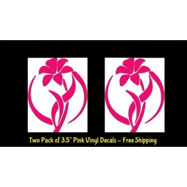 Signage Cafe Lily Flowers Two Pack 3.5" Pink Vinyl Graphic Decals Car Window Laptop tumblers