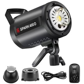 JINBEI SPARK-400D 400Ws GN66 Studio Strobe Flash Light,Recycle Time in 0.1-0.9 Sec,Built-in 2.4G Wireless with Bowens Mount LED Modeling Lamp Photography Flashes, Include 2.4G Wireless Trigger