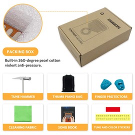 FINETHER Kalimba Thumb Piano, African Musical Instrument, Kalimba, 17 Keys, Handmade Wood, Aishiki, Wood Color, Healing Music, For Beginners, Music Instructions, Scale Scales, Accessories, Tuning