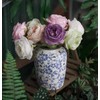 Light Blue White vase Flower Ceramic Porcelain Vintage Chinoiserie Floral