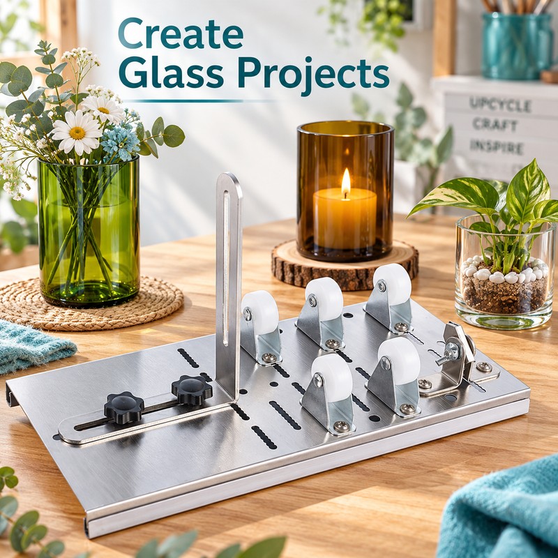 Adjustable Stainless Steel Glass Bottle Cutter Kit with Safety Gloves