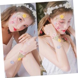 Baluue 2 Sheets 24pcs Dried Flowers Face Sticker Facial Stickers Floral Stickers Dried Flowers for Face Floral Face Sticker Floral Decals Flower Applique Manual Parent-child Outfit