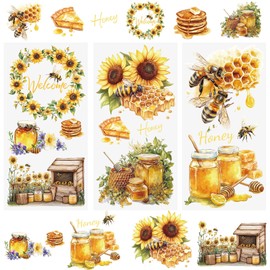 WANDIC 3 Sheets Honey Rub on Transfer Stickers Honeybee Decals Waterproof Stickers Furniture Decals for DIY and Home Decoration,15 * 30cm