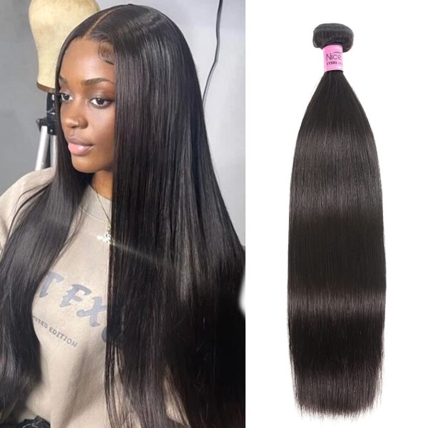 UNice Hair Brazilian Straight Human Hair Weave 1 Bundle Unprocessed Human Virgin Hair Extensions Weave Natural Color (26 inch)