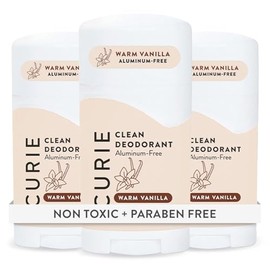 Curie Desodorante Natural Para Mujer - Vainilla Cálida - Sin Aluminio, Limpio, Sostenible, Vegano, Sin Parabenos (Paquete De 3)