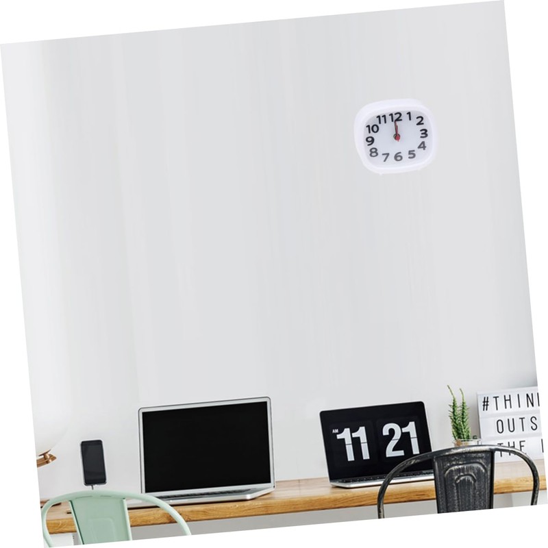 FUNOMOCYA Square Shape Alarm Clock Stylish White Desktop Timer Bright