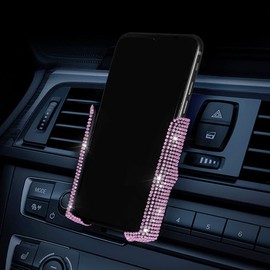 SUNCARACCL Bling Car Phone Holder, 360 Degrees Adjustable Crystal Auto Mount Holder for Dashboard,Windshield and Air Vent (Pink)