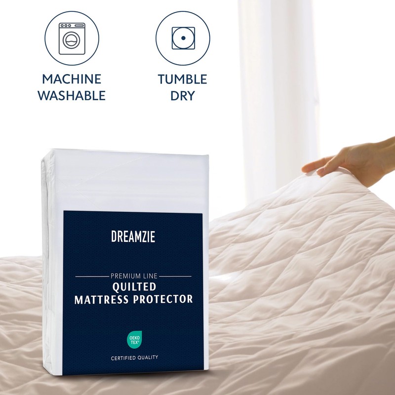 Dreamzie Quilted Single Mattress Protector - Deep Fitted Mattress Cover,