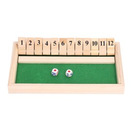 Dice Board Game Portable Party Funny Wooden 12 Numbers Flip Tiles Game Toy for Bars KTV Teahouse