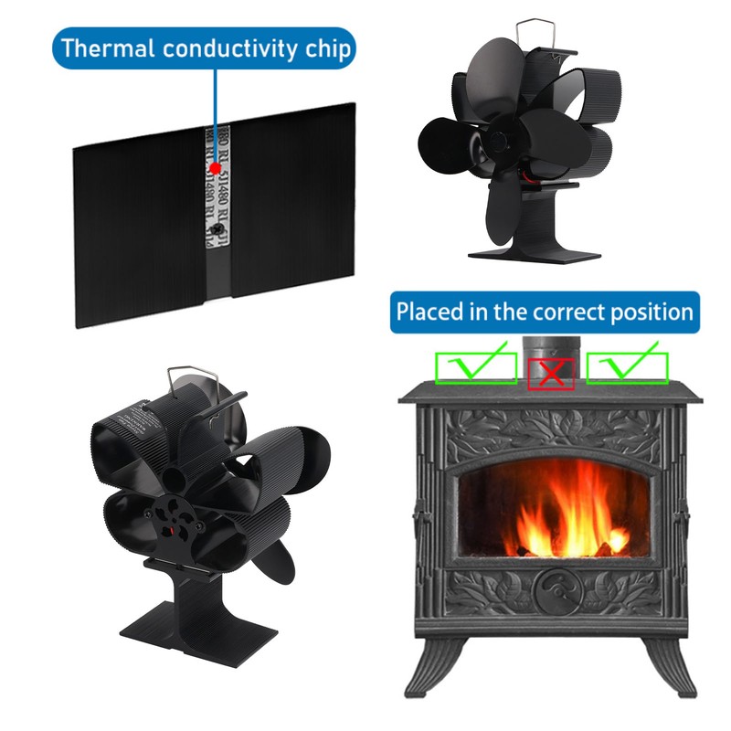 4 Blades Heat Powered Fireplace Fan Self Starting Temperature Resistant