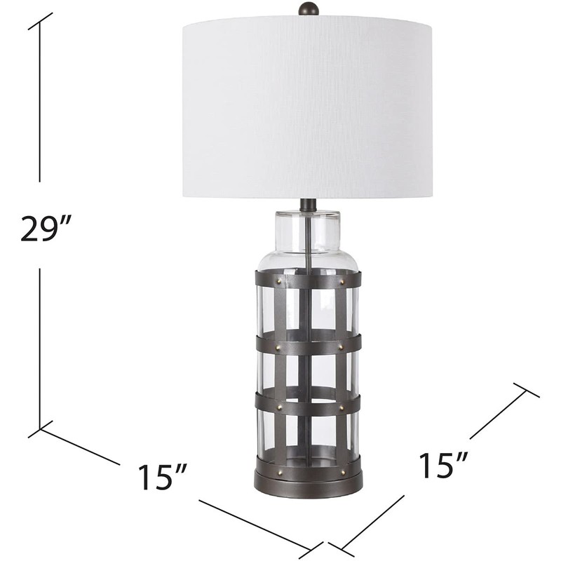 Crestview Collection Evolution Everly Glass Caged Table Lamp in Black