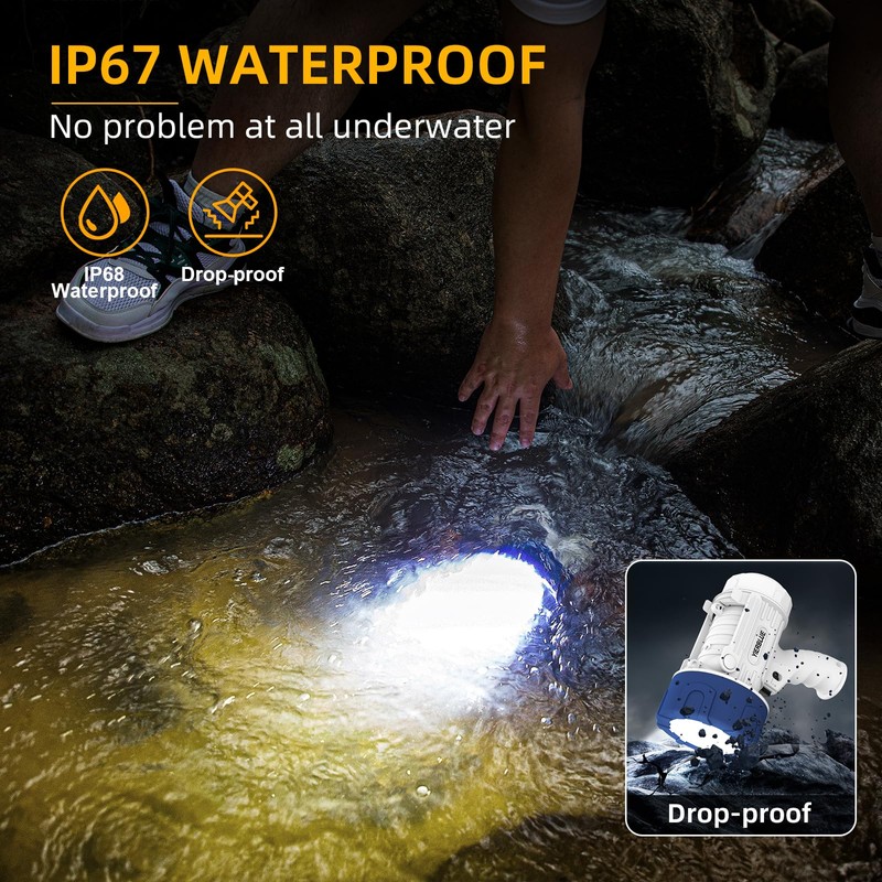 YIERBLUE Rechargeable Spotlight Floodlight Combo High High Lumen LED, IP67