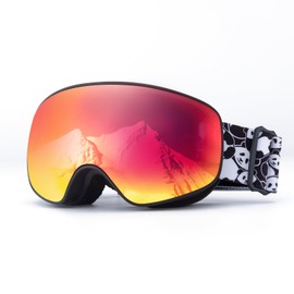 Qunature Kids Ski Goggles OTG Snow Goggles with Spherical Dual Lens UV400 Panda Design Ski Glasses Anti-Fog Children Snowboard Goggles Skiing Skating Snowmobiles