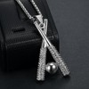 CAVIEA Bling Baseball CZ Iced-out Sports Pendant Necklace Stainless Steel