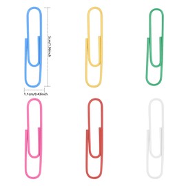 AvoDovA 50 mm Colourful Paper Clips, Pack of 100 Metal Paper Clips Set, Paper Clips with Vinyl Coated, Rustproof Paper Clips, Large Paper Clips for Files, Papers, School, Office Supplies