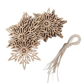LUOEM Wooden Snowflake Pendants Christmas Decoration Hanging Decorations with String Pack of 10