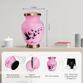 NANIURN Cremation Urns for Human Ashes Adult Female and Male, Funeral Urn for Ashes for Women & Men, Love Models Decorative, Flying Bird Urns, Pink and Gold - Large Full Size