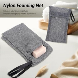 Bolsa De Viaje Para Guardar Jabón (3 Unidades), Bolsa De Malla Rugosa Para Jabón Exfoliante, Esponja De Ducha, Esponja De Ducha Exfoliante, Color Gris