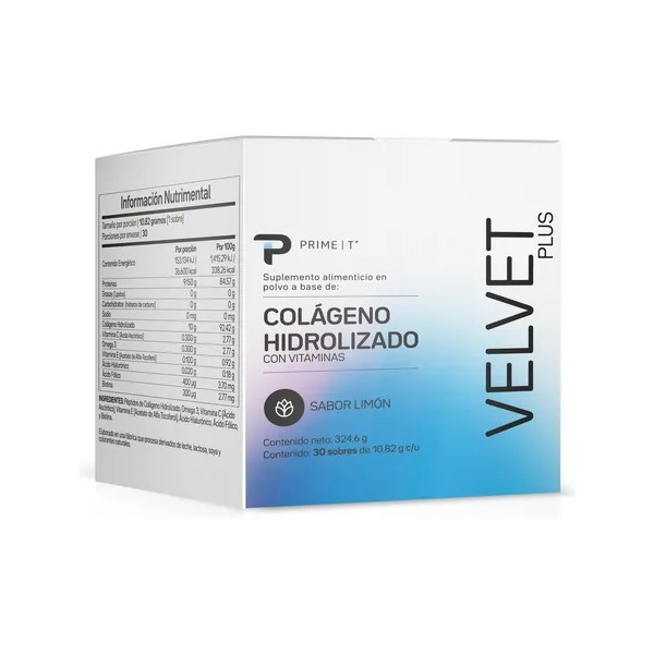 Colágeno Hidrolizado Velvet+ Primetech 30 Sobres De 10.82g