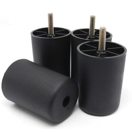 YuGtcen 4PCS 3 Inch/80mm Plastic Couch Legs, Black Round Sofa Feet with M8 Screws, Furniture Legs Replacement for Cabinet Dresser Chair Coffee Table