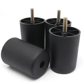 YuGtcen 4PCS 3 Inch/80mm Plastic Couch Legs, Black Round Sofa Feet with M8 Screws, Furniture Legs Replacement for Cabinet Dresser Chair Coffee Table