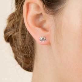 Heather Needham Sterling Silver Elephant Earrings - Silver Elephant Studs SIZE: 6mm. MUCH SMALLER THAN SHOWN (Note how big the post is shown!). Gift Boxed. 5081