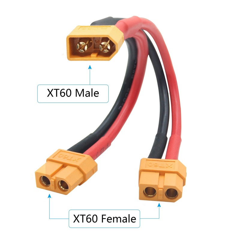 Maixbomr Short XT60 Parallel Battery Connector Cable,14AWG 1 Male to
