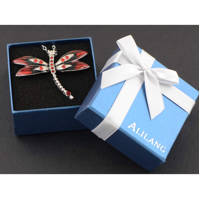 Alilang Red Dragonfly Pendant Splendid Enamel Ruby Necklace
