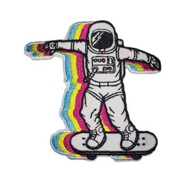 2 Parches de Astronauta Skater en Patineta. Parches Bordado del Espacio, para Planchar o Coser. Ideal para mochila, sombrero, chamarra