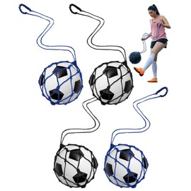 GUSDYIT 4 Pcs Kids Soccer Ball Net, Elastic Hands-Free Soccer Juggling Trainer Net (Fits Ball Size 3, 4, 5)