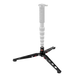 Very stable Justino stand spider for monopods with lockable ball joint and table tripod function, CNC milled, anodised aluminium, 18 kg load capacity.