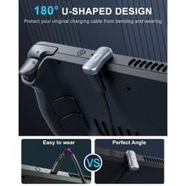 MoKo 180 Degree USB C Adapter 2 Pack, 180° U Shape USB-C Male to USB-C Female Adapter Converter with PD 140W Fast Charging, USB C Angled Adapter Connector for Steam Deck, Switch, Laptop, Tablet, Phone