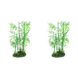 2Pcs Aquarium Bamboo Plant, Fish Artificial Bamboo Plant Green Leaf Plant Water Grass Aquatic Plastic Ornament Landscape Decor