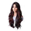 26" Black Brown Red Synthetic Hair Wig with Middle Part