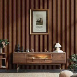 HPINUB 3D Acoustic Panels,Fluted Sound Absorbing Panel with Wood Finish for Stylish Decor and Noise Reduction,Textured Slat Wall Panels Wood Slats for Wall and Ceiling-23.6"x47.2"x2pcs(Walnut)