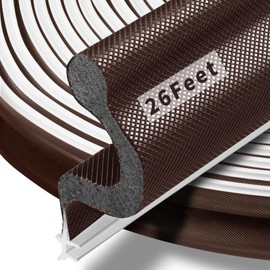 BISOTHAI 26 Feet Long Reach Door Weather Stripping Door Seal Strip, New Upgraded V-Shaped Replacement Kerf Weather Stripping for Door Frame Door Insulation, Easy Cut to Size(Brown)