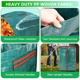 ARCITON 2-Pack 53 Gallon Reusable Yard Waste Bags Heavy Duty Garden Bag Lawn and Leaf Bags Self-Standing Leaf Collector with 6 Reinforced Handles