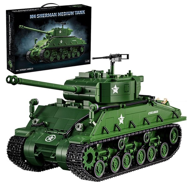 kowkis M4 Sherman Medium Tank Building Block, WW2 Military American